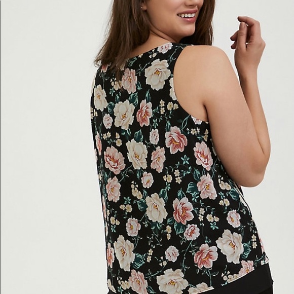 NWOT Black Floral Chiffon Double Layer Tank - Picture 5 of 8